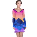 Outrun-vaporwave-hd-wallpaper-preview Long Sleeve Nightdress