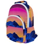 Outrun-vaporwave-hd-wallpaper-preview Rounded Multi Pocket Backpack