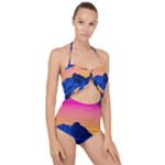 Outrun-vaporwave-hd-wallpaper-preview Scallop Top Cut Out Swimsuit