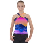 Outrun-vaporwave-hd-wallpaper-preview Cross Neck Velour Top