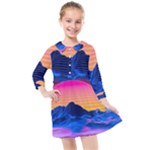 Outrun-vaporwave-hd-wallpaper-preview Kids  Quarter Sleeve Shirt Dress