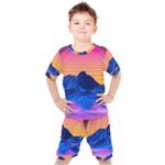 Outrun-vaporwave-hd-wallpaper-preview Kids  Tee and Shorts Set