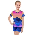 Outrun-vaporwave-hd-wallpaper-preview Kids  Mesh Tee and Shorts Set