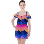 Outrun-vaporwave-hd-wallpaper-preview Ruffle Cut Out Chiffon Playsuit