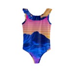 Outrun-vaporwave-hd-wallpaper-preview Kids  Frill Swimsuit