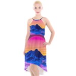 Outrun-vaporwave-hd-wallpaper-preview High-Low Halter Chiffon Dress 