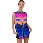 Outrun-vaporwave-hd-wallpaper-preview Sleeveless Chiffon Button Shirt