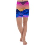 Outrun-vaporwave-hd-wallpaper-preview Kids  Lightweight Velour Capri Yoga Leggings