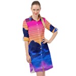 Outrun-vaporwave-hd-wallpaper-preview Long Sleeve Mini Shirt Dress