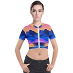 Outrun-vaporwave-hd-wallpaper-preview Short Sleeve Cropped Jacket