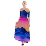 Outrun-vaporwave-hd-wallpaper-preview Half Sleeves Maxi Dress