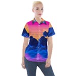 Outrun-vaporwave-hd-wallpaper-preview Women s Short Sleeve Pocket Shirt