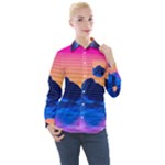 Outrun-vaporwave-hd-wallpaper-preview Women s Long Sleeve Pocket Shirt