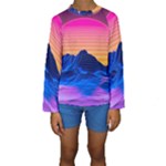 Outrun-vaporwave-hd-wallpaper-preview Kids  Long Sleeve Swimwear