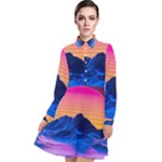 Outrun-vaporwave-hd-wallpaper-preview Long Sleeve Chiffon Shirt Dress