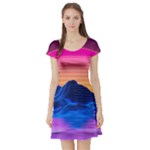 Outrun-vaporwave-hd-wallpaper-preview Short Sleeve Skater Dress