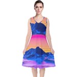 Outrun-vaporwave-hd-wallpaper-preview V-Neck Midi Sleeveless Dress 