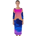 Outrun-vaporwave-hd-wallpaper-preview Quarter Sleeve Midi Bodycon Dress