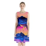 Outrun-vaporwave-hd-wallpaper-preview Sleeveless Waist Tie Chiffon Dress