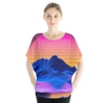 Outrun-vaporwave-hd-wallpaper-preview Batwing Chiffon Blouse