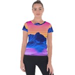 Outrun-vaporwave-hd-wallpaper-preview Short Sleeve Sports Top 