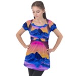 Outrun-vaporwave-hd-wallpaper-preview Puff Sleeve Tunic Top