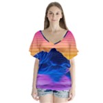 Outrun-vaporwave-hd-wallpaper-preview V-Neck Flutter Sleeve Top