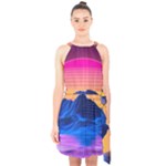 Outrun-vaporwave-hd-wallpaper-preview Halter Collar Waist Tie Chiffon Dress