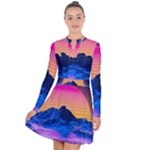 Outrun-vaporwave-hd-wallpaper-preview Long Sleeve Panel Dress