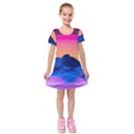 Outrun-vaporwave-hd-wallpaper-preview Kids  Short Sleeve Velvet Dress