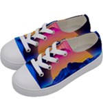 Outrun-vaporwave-hd-wallpaper-preview Kids  Low Top Canvas Sneakers