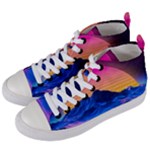 Outrun-vaporwave-hd-wallpaper-preview Women s Mid-Top Canvas Sneakers