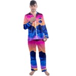 Outrun-vaporwave-hd-wallpaper-preview Men s Long Sleeve Satin Pajamas Set