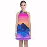 Outrun-vaporwave-hd-wallpaper-preview Velvet Halter Neckline Dress 