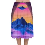 Outrun-vaporwave-hd-wallpaper-preview Velvet Flared Midi Skirt