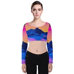 Velvet Long Sleeve Crop Top 