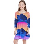 Outrun-vaporwave-hd-wallpaper-preview Kids  Quarter Sleeve Skater Dress