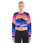 Outrun-vaporwave-hd-wallpaper-preview Cropped Sweatshirt