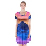 Outrun-vaporwave-hd-wallpaper-preview Short Sleeve V-neck Flare Dress