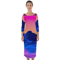 Quarter Sleeve Midi Bodycon Dress 