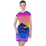 Outrun-vaporwave-hd-wallpaper-preview Drawstring Hooded Dress