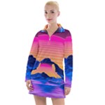 Outrun-vaporwave-hd-wallpaper-preview Women s Long Sleeve Casual Dress