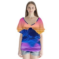 V-Neck Flutter Sleeve Top 
