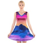 Outrun-vaporwave-hd-wallpaper-preview V-Neck Sleeveless Dress