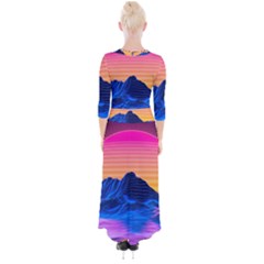 Quarter Sleeve Wrap Maxi Dress 