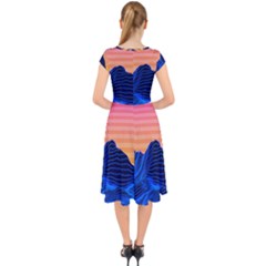 Cap Sleeve Front Wrap Midi Dress 