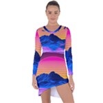 Outrun-vaporwave-hd-wallpaper-preview Asymmetric Cut-Out Shift Dress