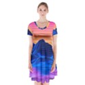Short Sleeve V-neck Flare Dress 