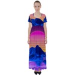 Outrun-vaporwave-hd-wallpaper-preview High Waist Short Sleeve Maxi Dress