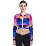 Outrun-vaporwave-hd-wallpaper-preview Long Sleeve Zip Up Bomber Jacket